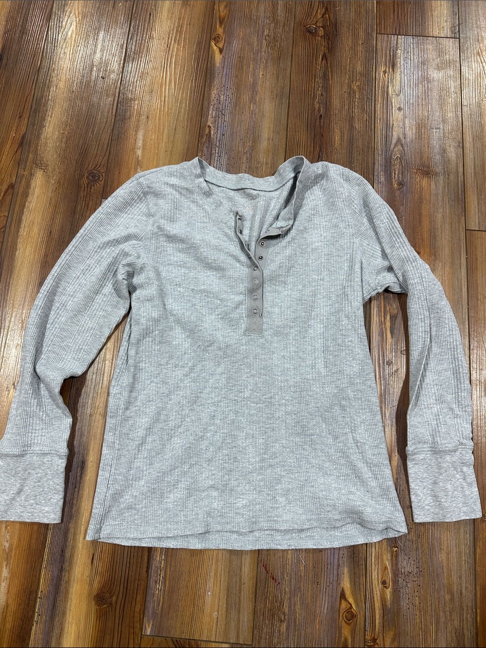 Light Gray Waffle Knit Henley Top